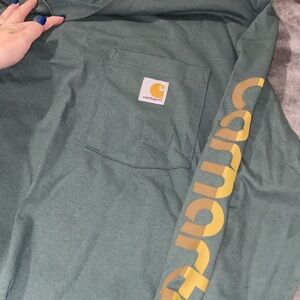 Carhartt Forest Green Tee with Gold Sleeve Logo